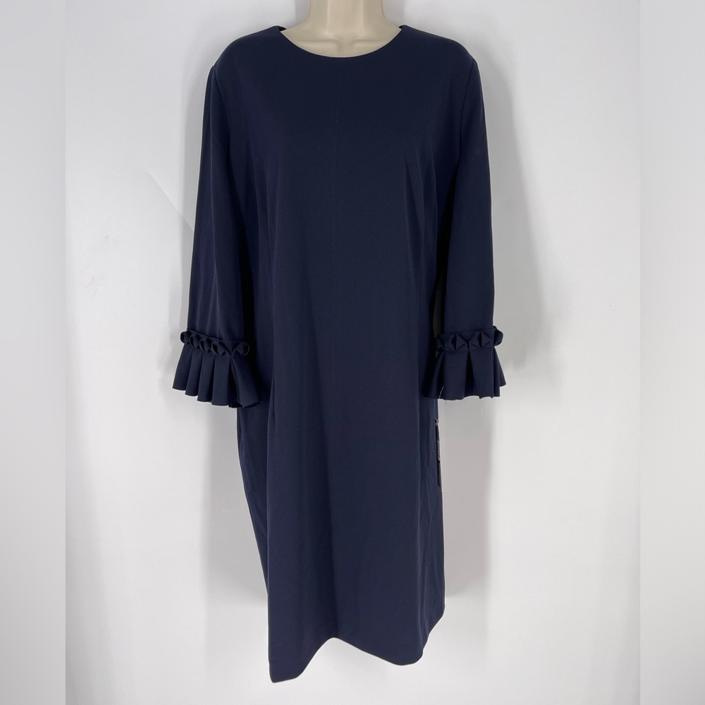 Tahari Blue Ruffled Sleeve Dress (B15)